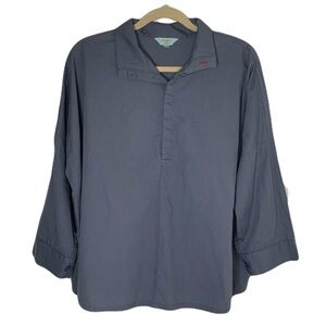 Voyageur by Mersea Small Blue/Gray Quarter Button Collared Boxy Oversized Shirt